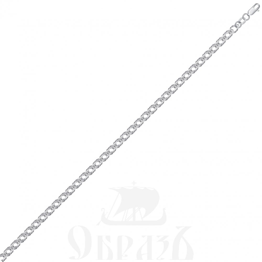 цепь плетение "тройной ромб" серебро 925 пробы с родиевым покрытием (арт. нц 22-203-3 d0,50)