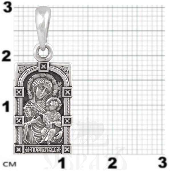 образок «иверская икона божией матери», золото 585 проба белое (арт. 202.631-3)