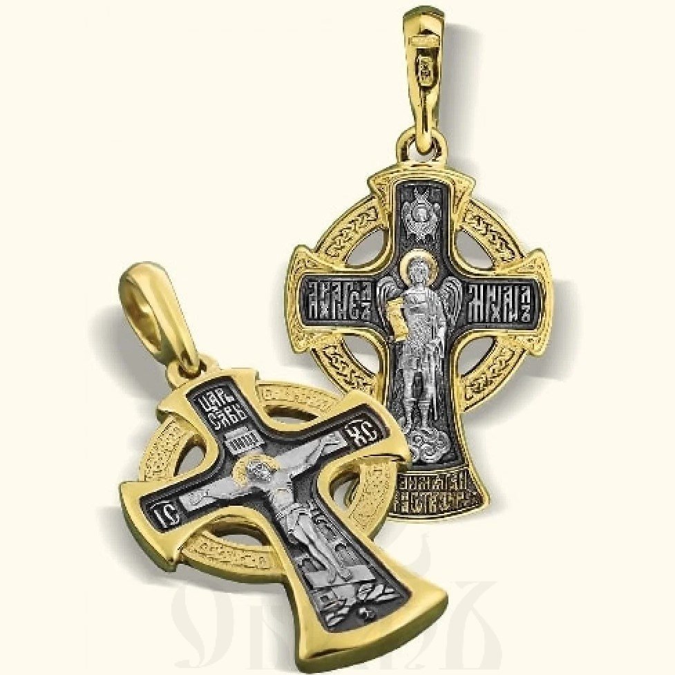 новгородский крест «архангел михаил», серебро 925 проба с золочением (арт. кр 017(сз)