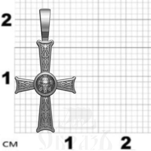 крест с образом спас нерукотворный и хризмой, серебро 925 проба с с родированием (арт. 17.002р)