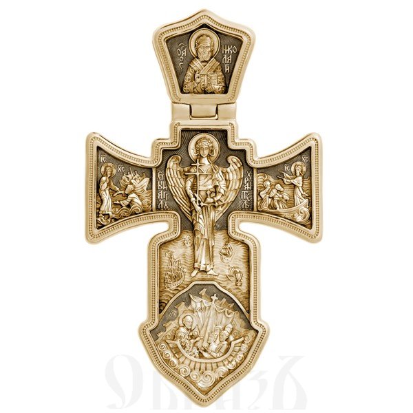 морской крест «распятие. ангел хранитель», золото 585 проба желтое (арт. 201.002)