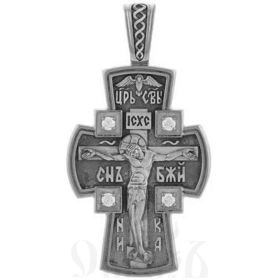 крест с ангелом хранителем, серебро 925 проба с фианитами (арт. 43290)